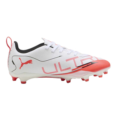 White-Red - Front - Puma Childrens-Kids Ultra 5 Play Firm Ground Football Boots
