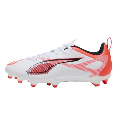 White-Red - Back - Puma Childrens-Kids Ultra 5 Play Firm Ground Football Boots