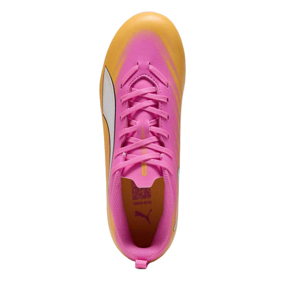 Pink-Orange - Side - Puma Childrens-Kids Ultra 5 Play Firm Ground Football Boots