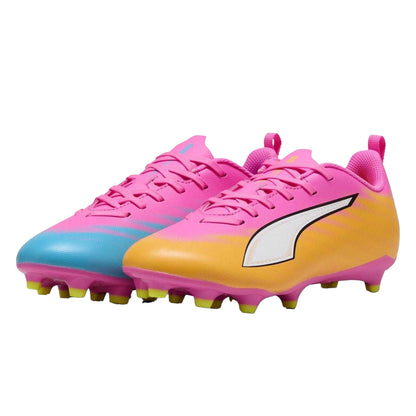 Pink-Orange - Pack Shot - Puma Childrens-Kids Ultra 5 Play Firm Ground Football Boots