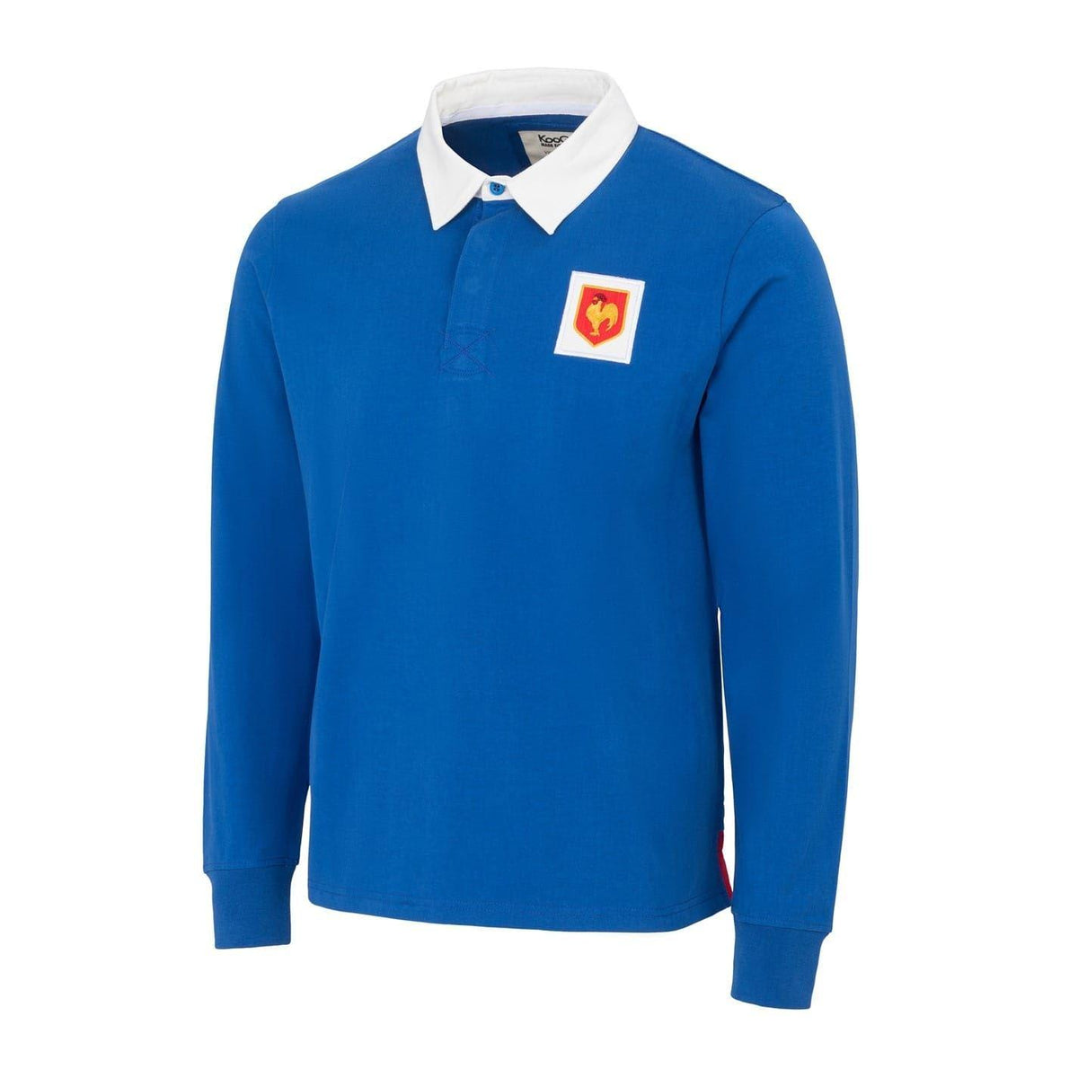 White - Side - KooGa Mens France FFR Long-Sleeved Rugby Shirt