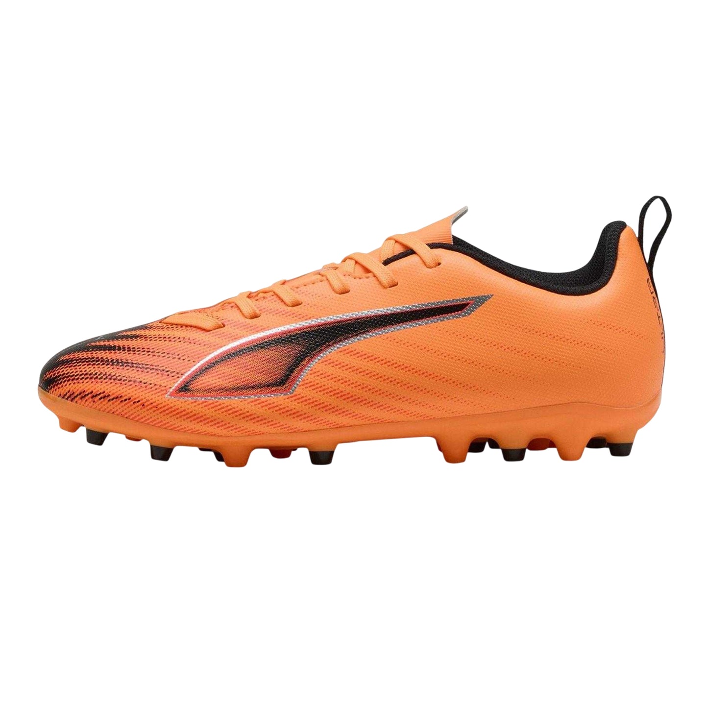 Fire Red - Side - Puma Childrens-Kids Ultra 6 Play Striped Lace Up Firm Ground Football Boots