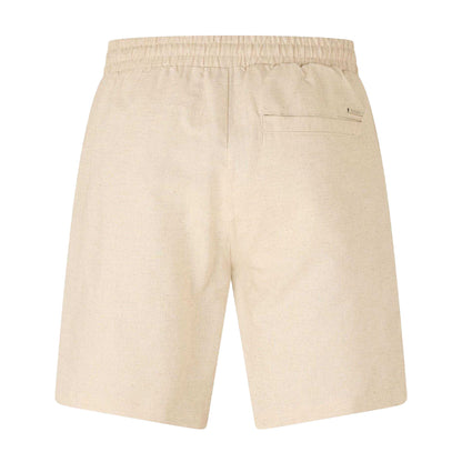 Oatmeal - Back - Belier Mens Linen Relaxed Fit Shorts