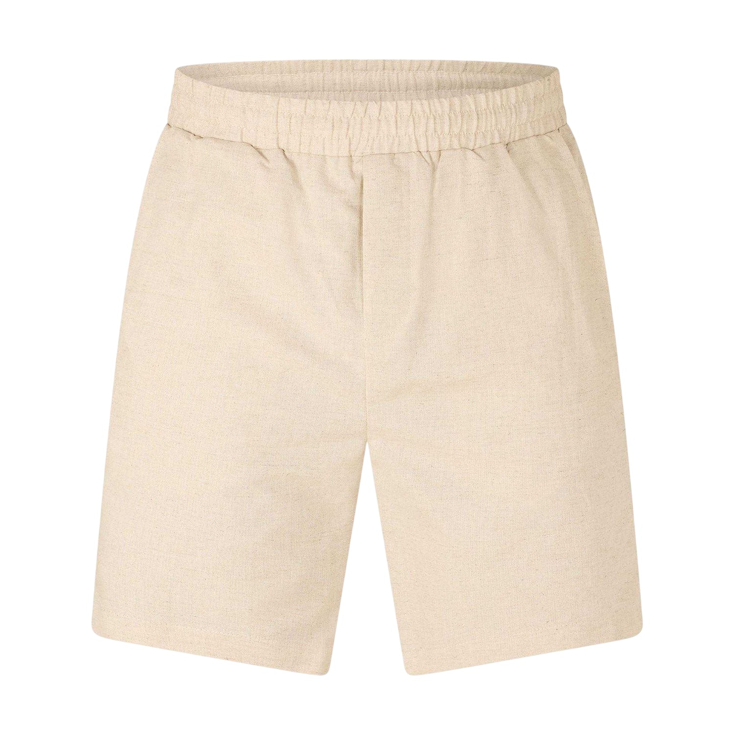 Oatmeal - Front - Belier Mens Linen Relaxed Fit Shorts