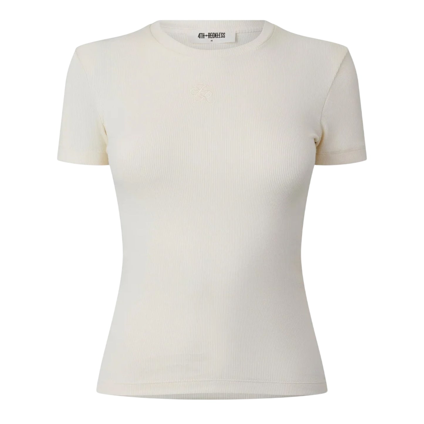 White - Front - 4th & Reckless Womens-Ladies Embroidered Logo Fitted T-Shirt