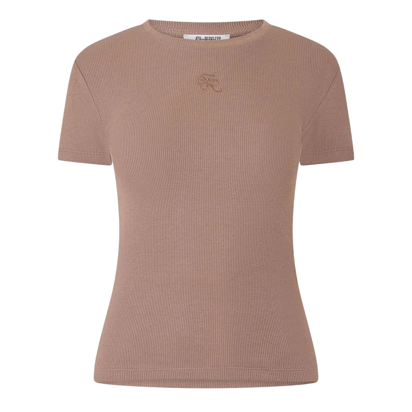 Brown - Front - 4th & Reckless Womens-Ladies Embroidered Logo Fitted T-Shirt