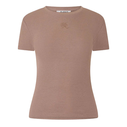 Brown - Front - 4th & Reckless Womens-Ladies Embroidered Logo Fitted T-Shirt
