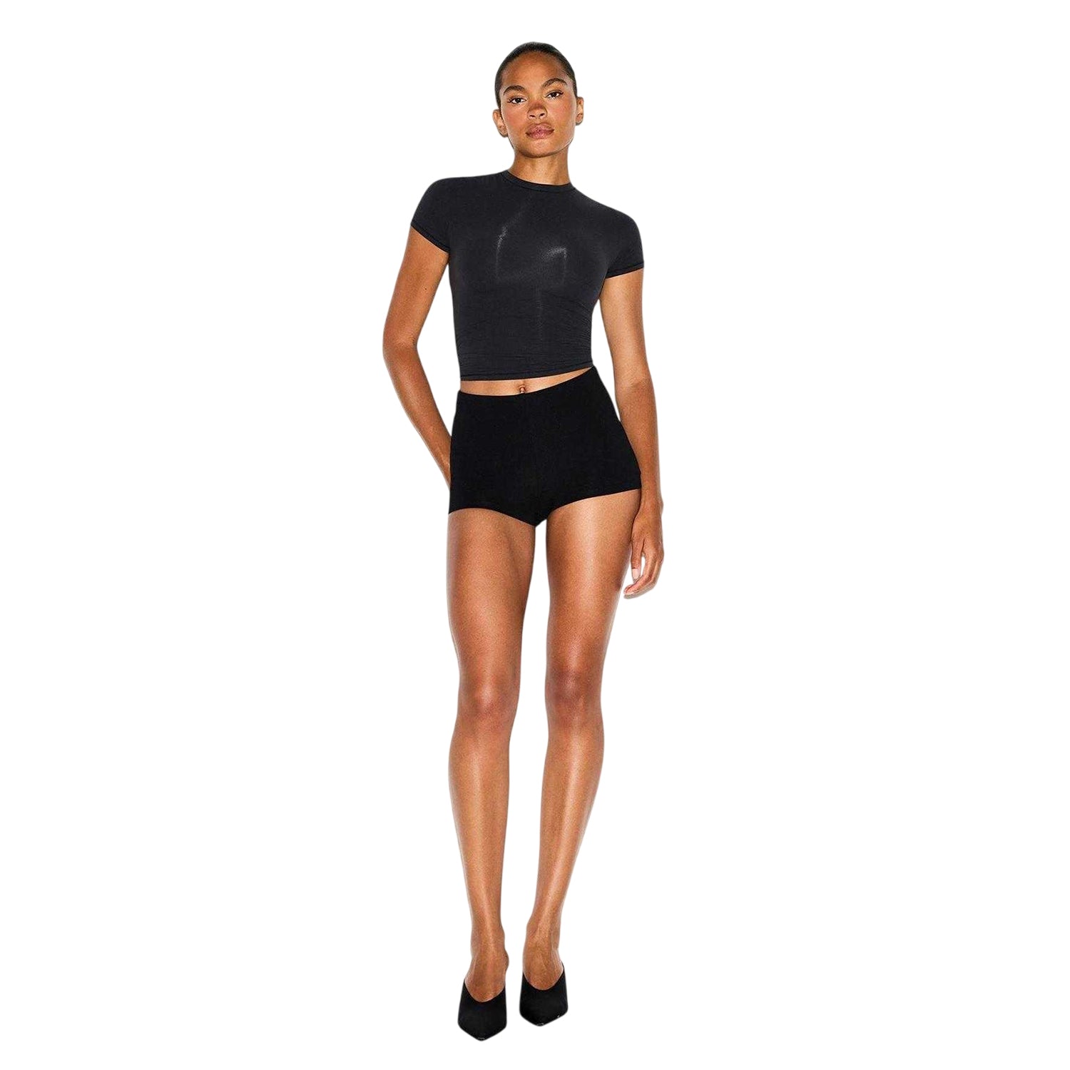 Obsidian Black - Lifestyle - Skims Womens-Ladies The Essential Collection High Waist Hot Pants
