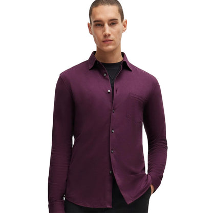 Purple - Front - Boss Mens Garment Dyed Slim Shirt