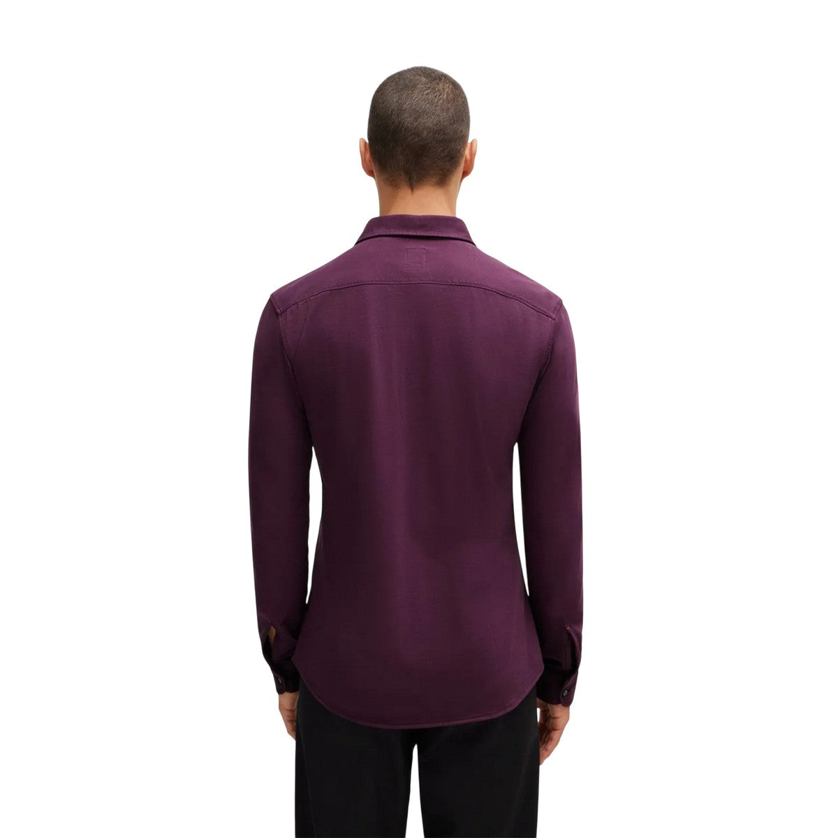 Purple - Back - Boss Mens Garment Dyed Slim Shirt