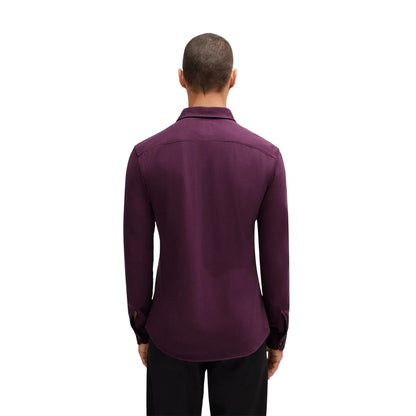 Purple - Back - Boss Mens Garment Dyed Slim Shirt