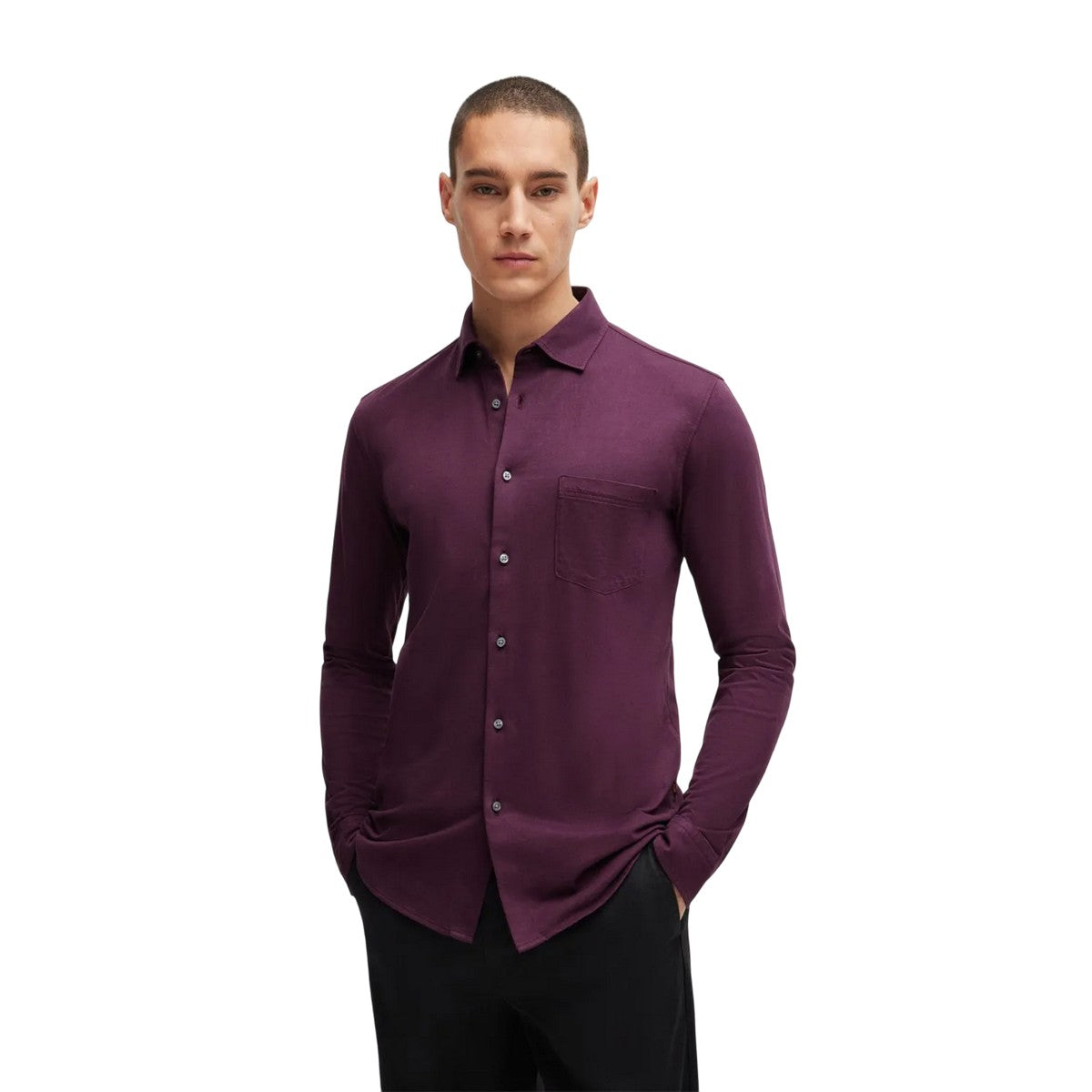 Purple - Lifestyle - Boss Mens Garment Dyed Slim Shirt