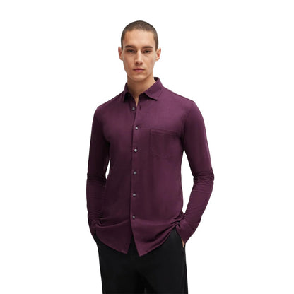 Purple - Lifestyle - Boss Mens Garment Dyed Slim Shirt