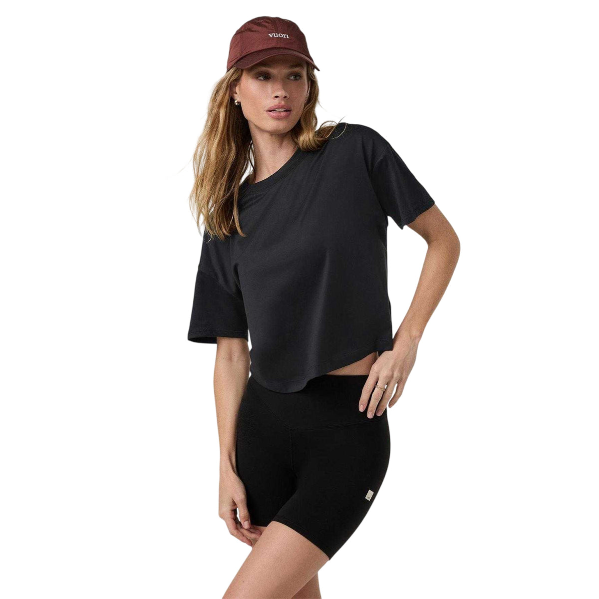 Black Heather - Side - Vuori Womens-Ladies Performance Gym Top