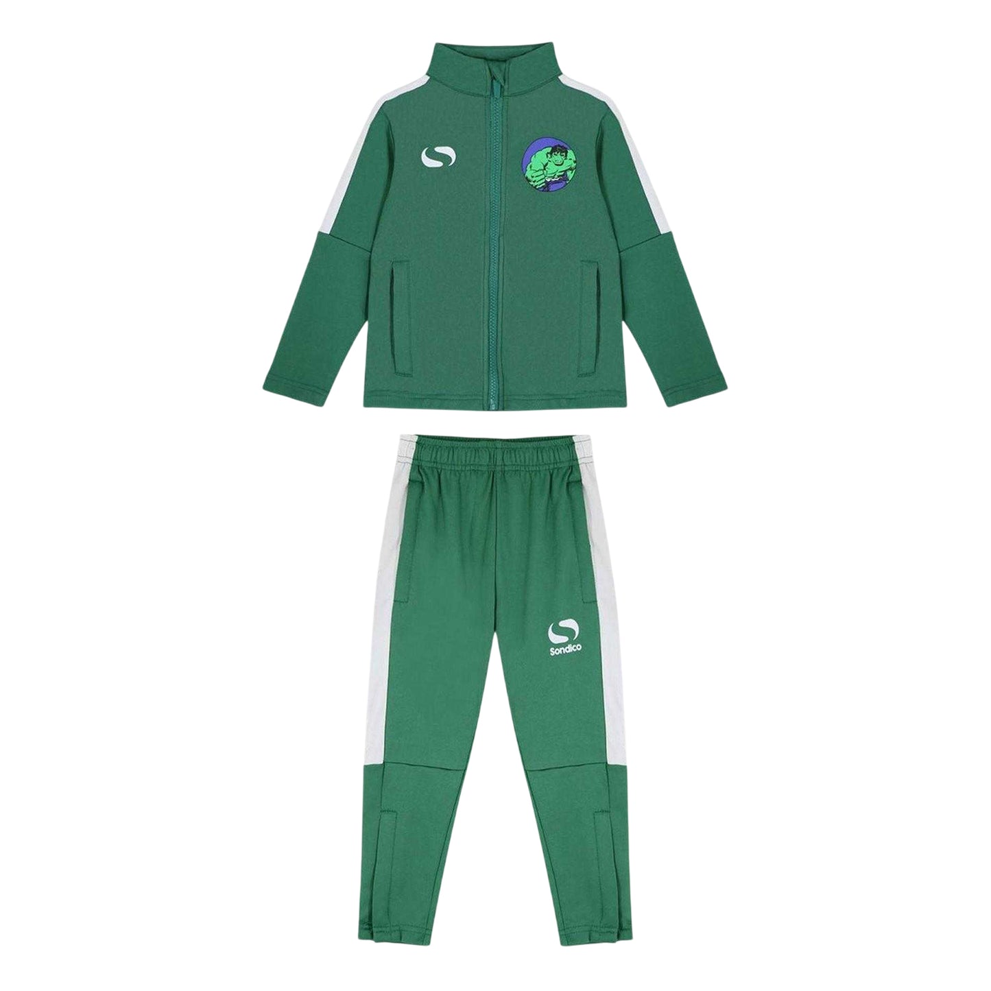 Green - Front - Hulk Childrens-Kids Ankle Slit Tracksuit Set