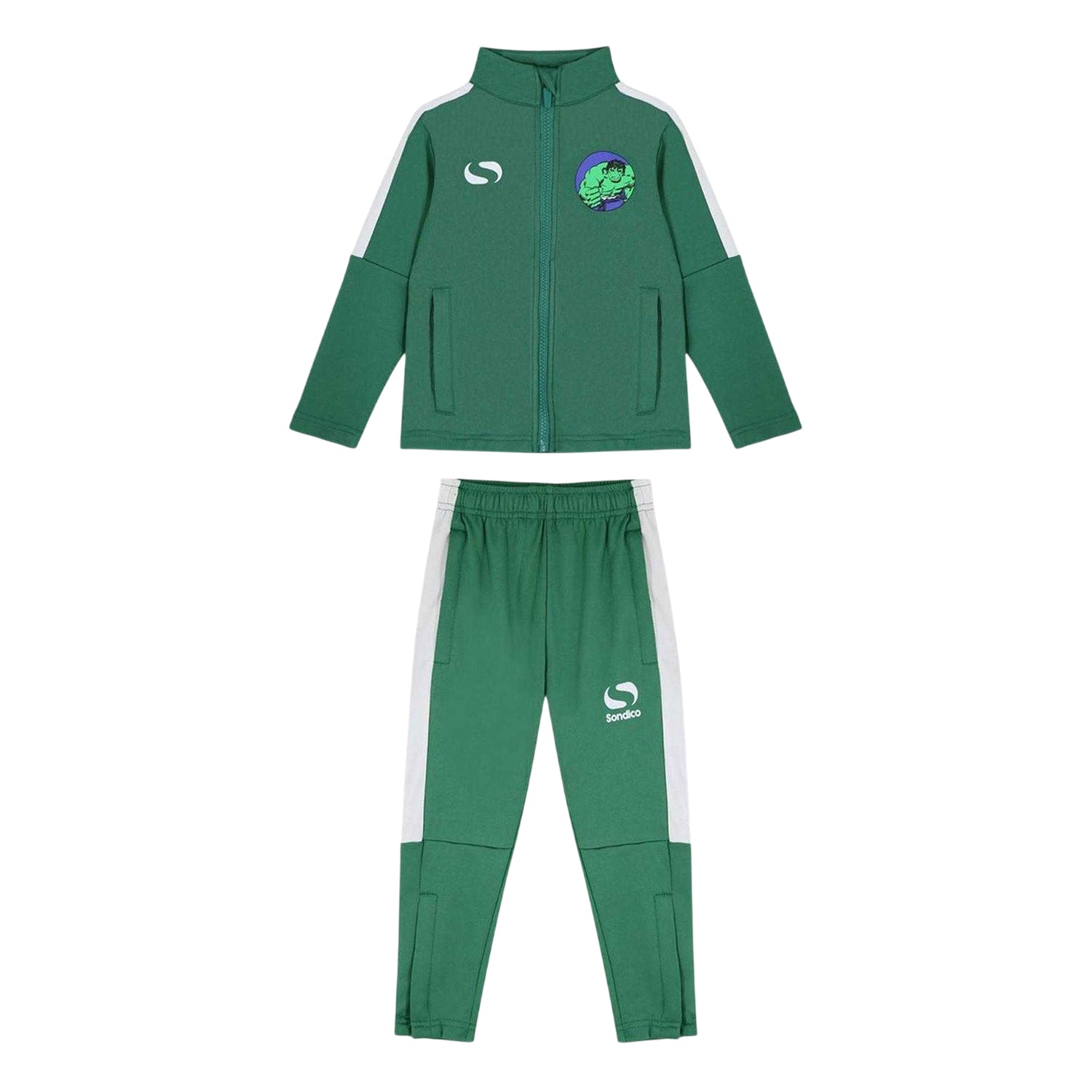 Green - Front - Hulk Childrens-Kids Ankle Slit Tracksuit Set