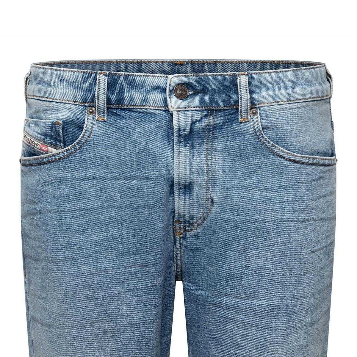 Blue Denim - Side - Diesel Mens Denim Slim Shorts