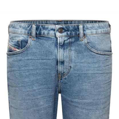 Blue Denim - Side - Diesel Mens Denim Slim Shorts