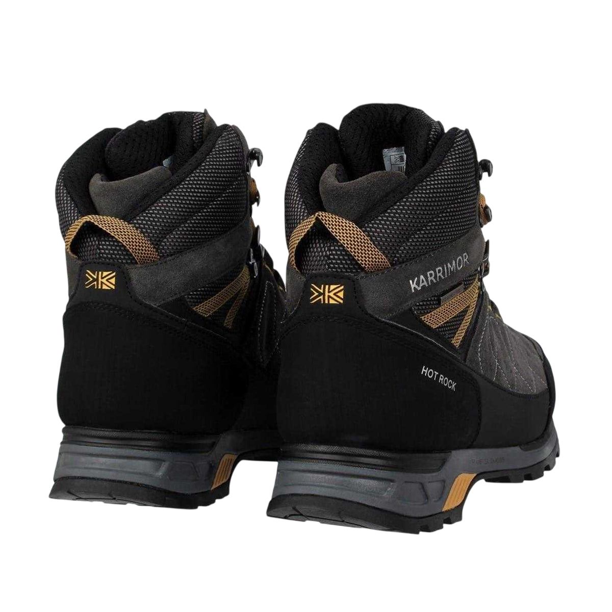 Charcoal-Yellow - Back - Karrimor Mens Hot Rock Leather Walking Boots