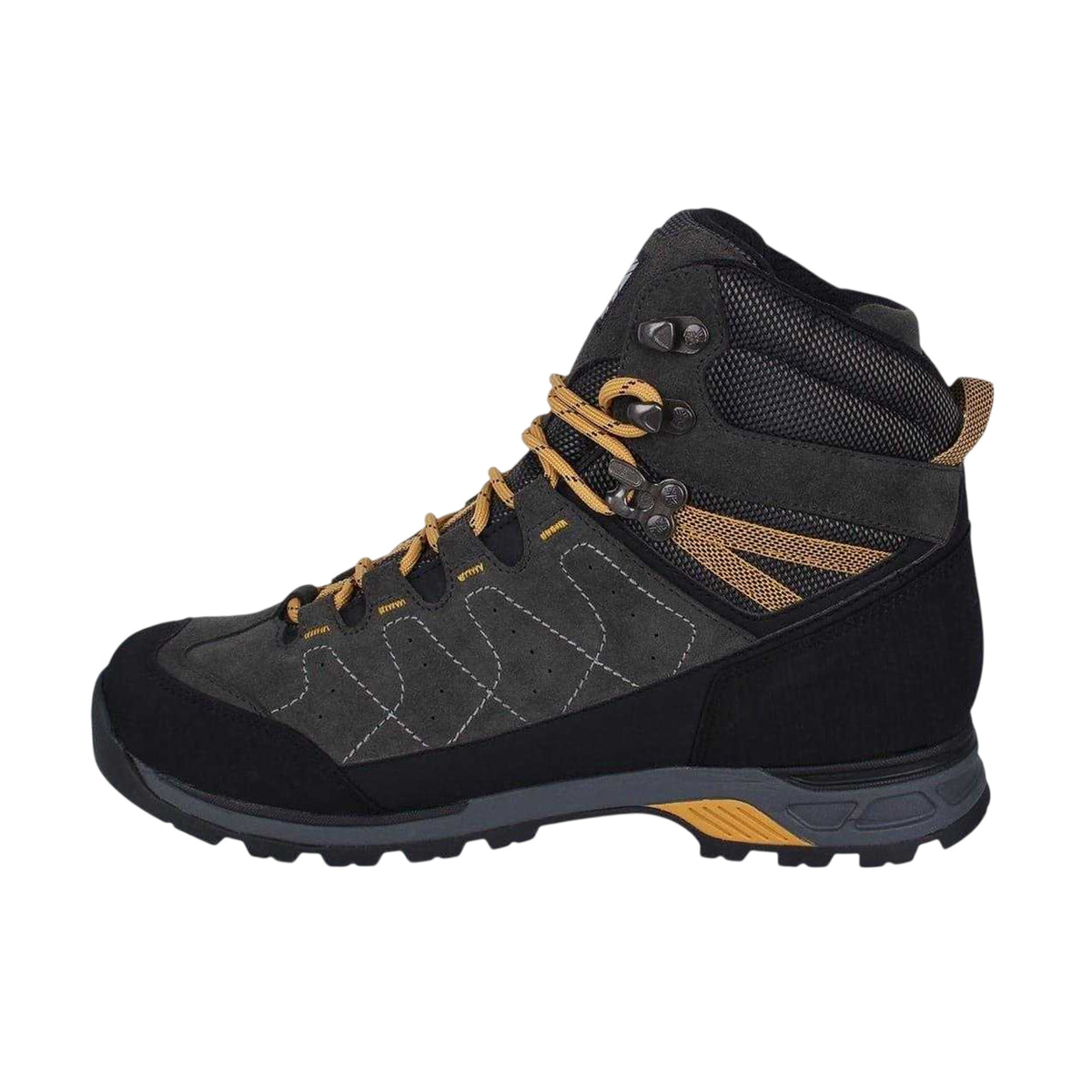 Charcoal-Yellow - Side - Karrimor Mens Hot Rock Leather Walking Boots