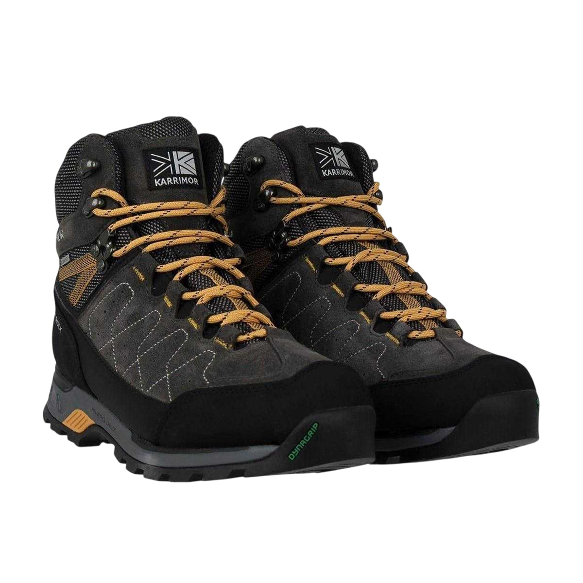 Charcoal-Yellow - Lifestyle - Karrimor Mens Hot Rock Leather Walking Boots