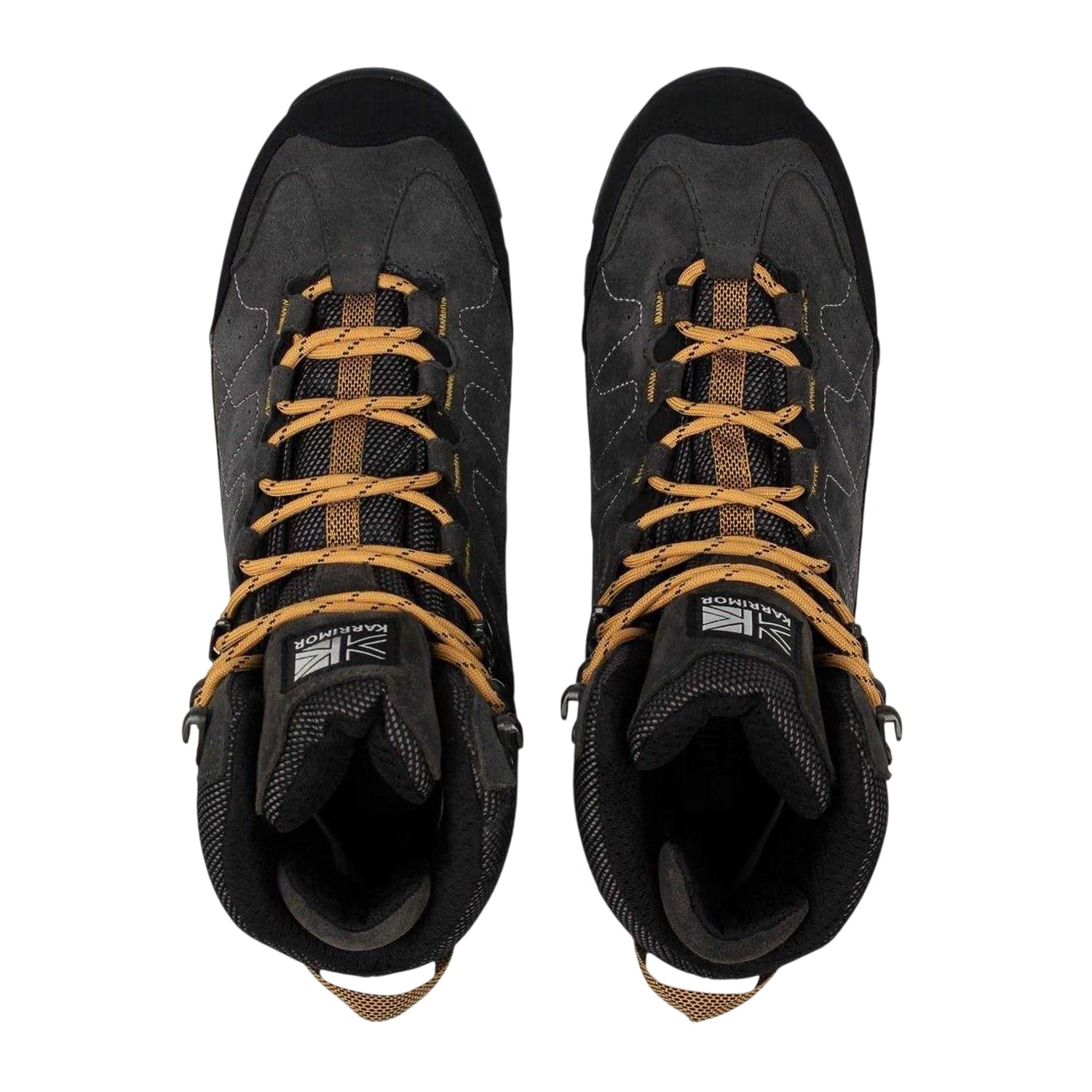 Charcoal-Yellow - Pack Shot - Karrimor Mens Hot Rock Leather Walking Boots