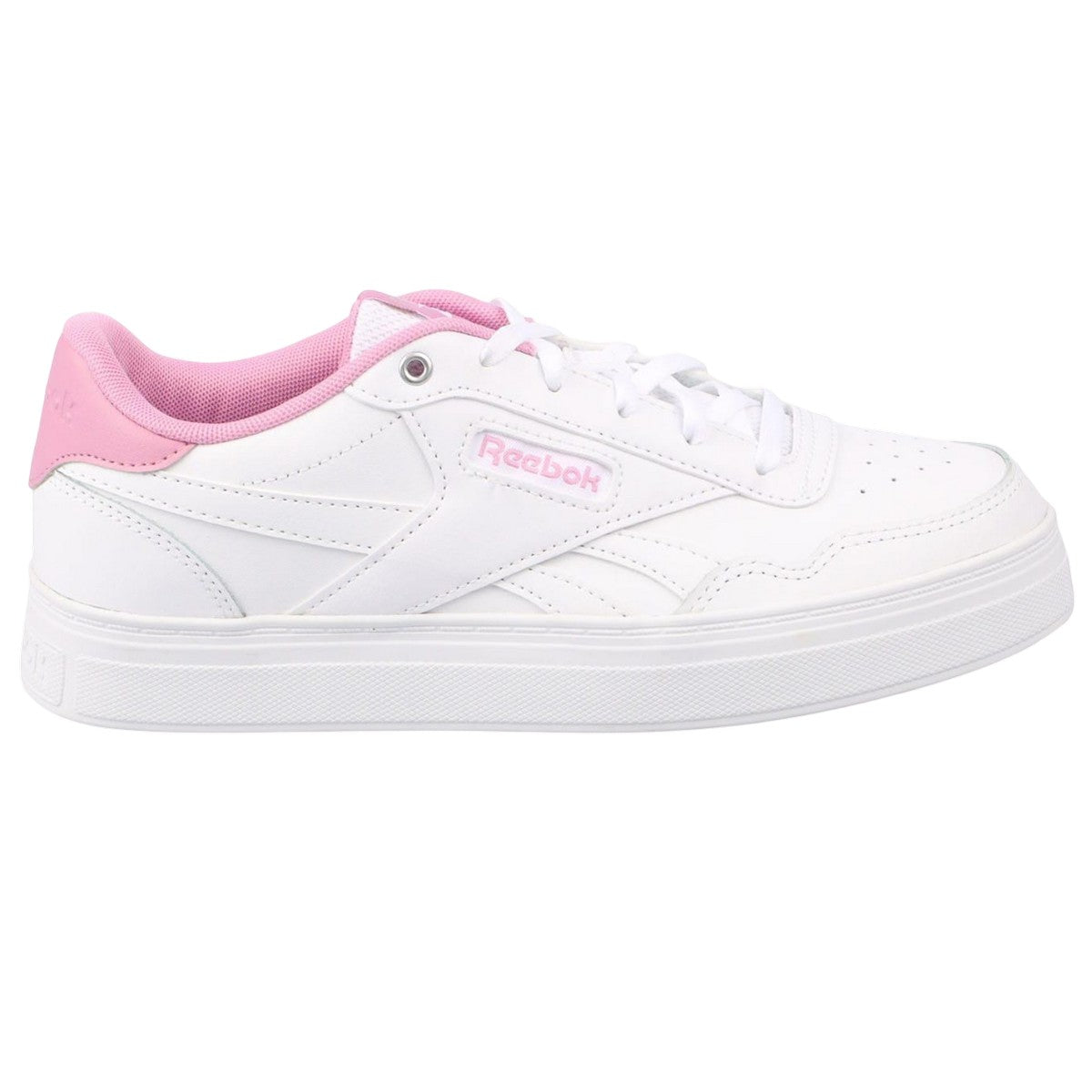 White-Pink - Lifestyle - Reebok Womens-Ladies Court Advance Bold Leather Trainers