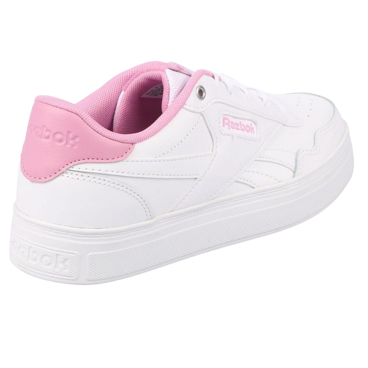 White-Pink - Pack Shot - Reebok Womens-Ladies Court Advance Bold Leather Trainers