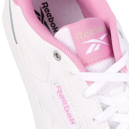 White-Pink - Close up - Reebok Womens-Ladies Court Advance Bold Leather Trainers