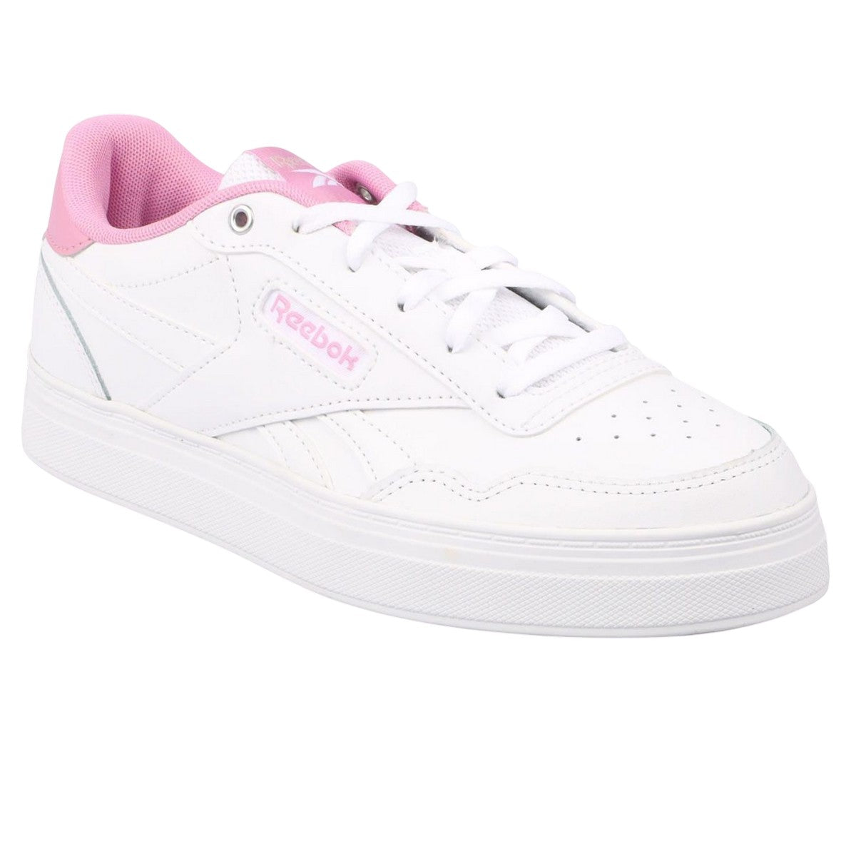 White-Pink - Front - Reebok Womens-Ladies Court Advance Bold Leather Trainers