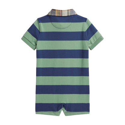 Mint-Royal Blue - Back - Ralph Lauren Baby Shortall Short-Sleeved Romper