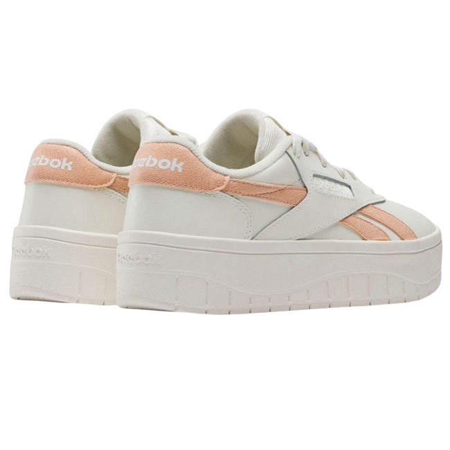 White-Pink - Back - Reebok Womens-Ladies Court Advance Surge Leather Trainers