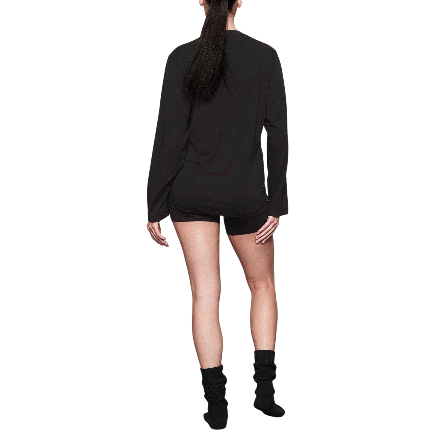 Onyx - Back - Skims Womens-Ladies Modal Boyfriend Long-Sleeved T-Shirt