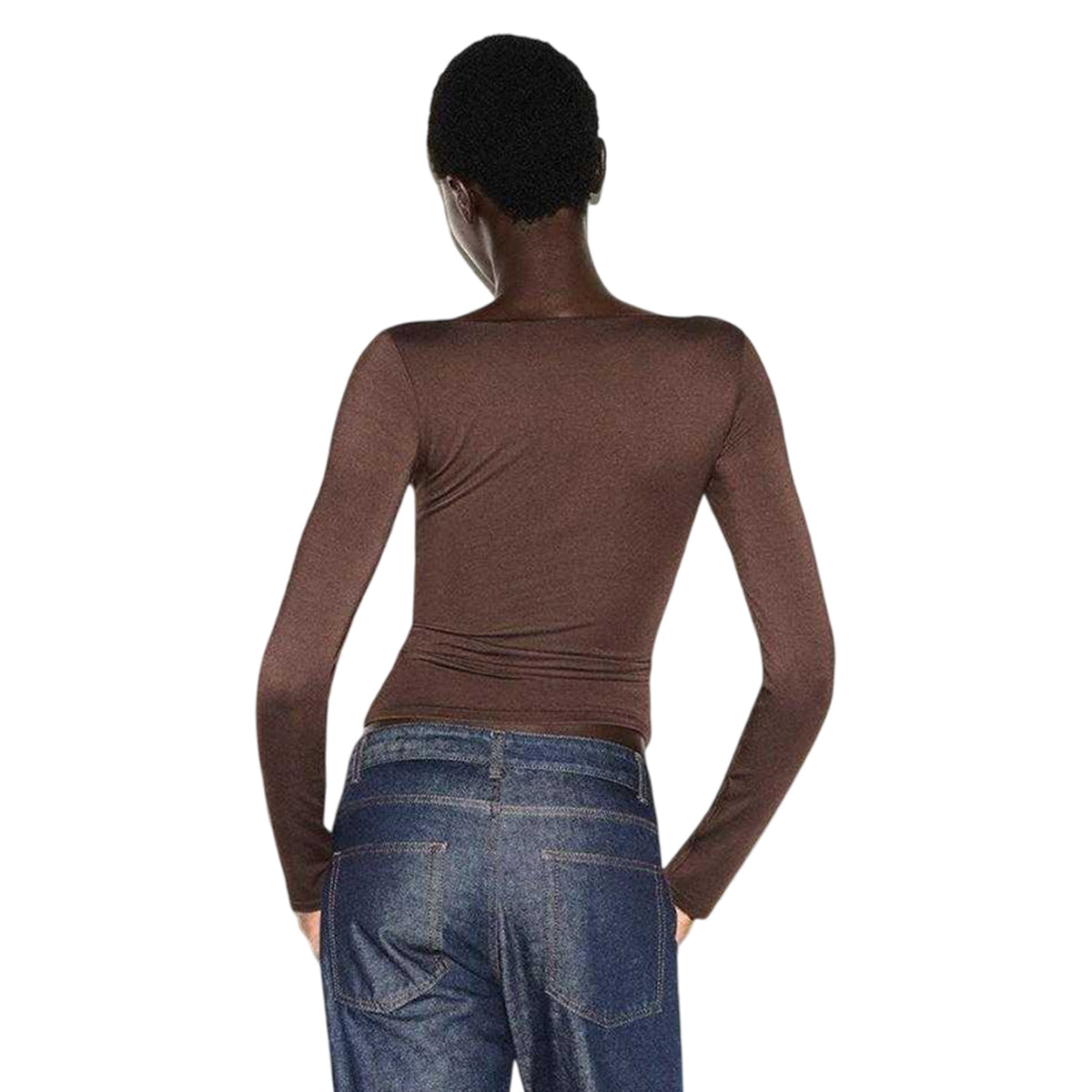 Espresso - Back - Skims Womens-Ladies Square Neck Fitted Top