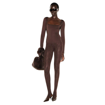 Espresso - Lifestyle - Skims Womens-Ladies Square Neck Fitted Top