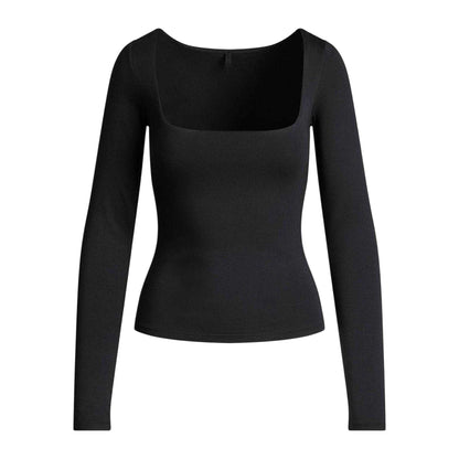 Obsidian Black - Front - Skims Womens-Ladies Square Neck Fitted Top