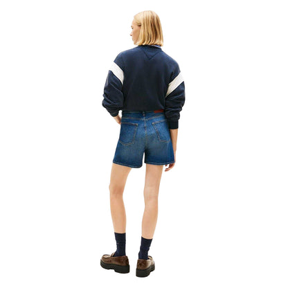 Dark Denim - Back - Tommy Jeans Mens Denim Logo Jean Shorts