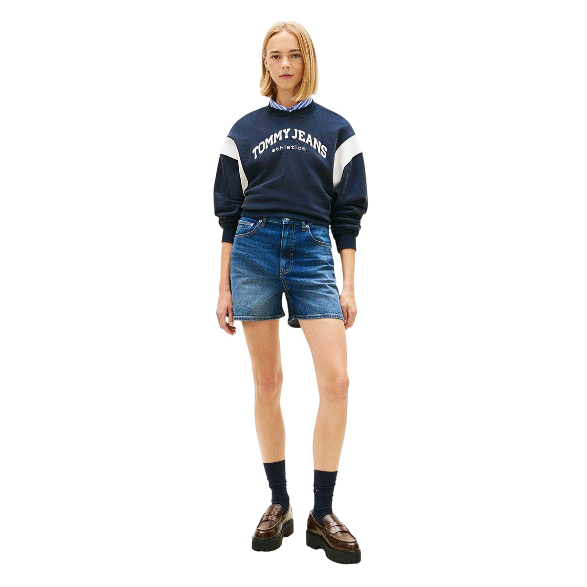 Dark Denim - Lifestyle - Tommy Jeans Mens Denim Logo Jean Shorts