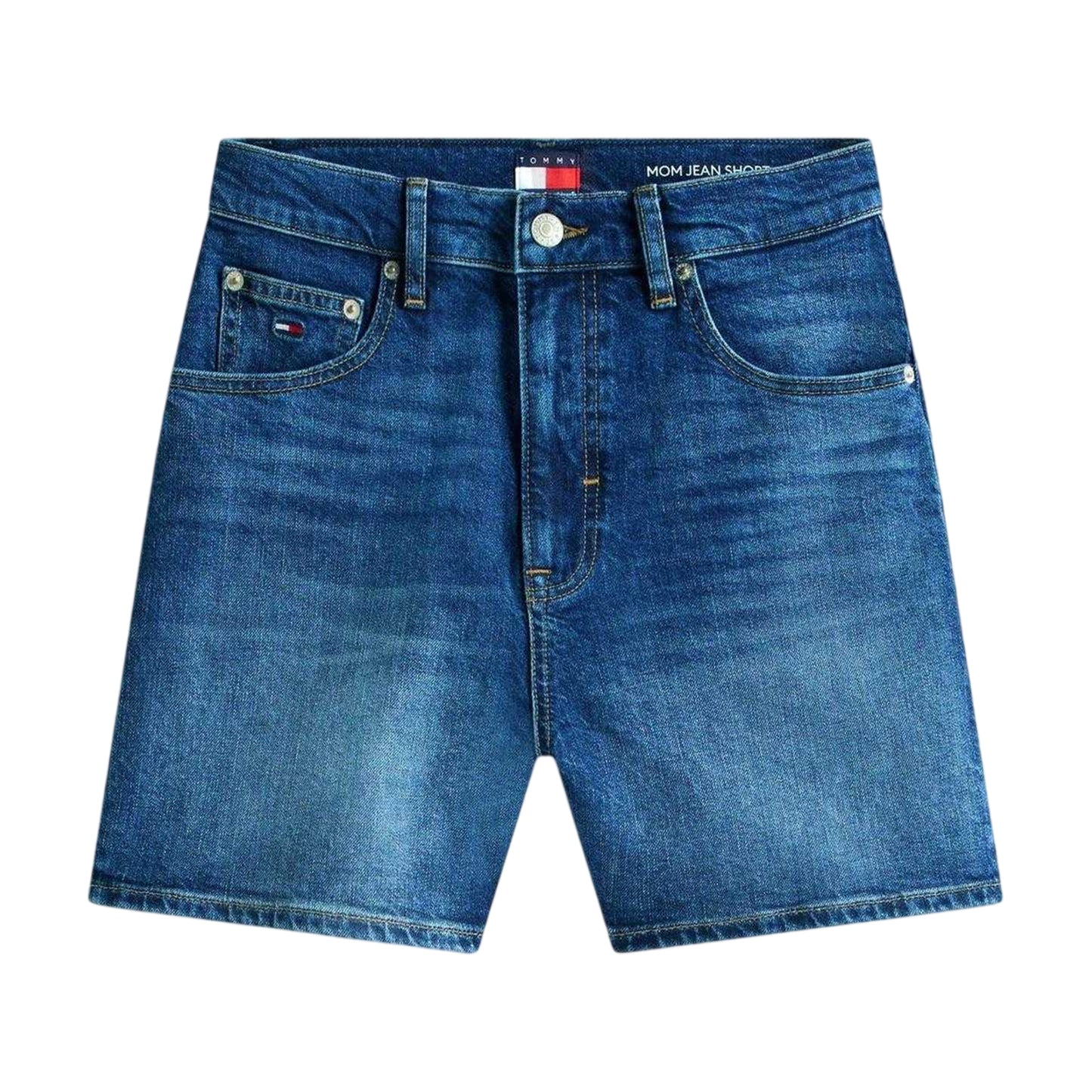 Dark Denim - Front - Tommy Jeans Mens Denim Logo Jean Shorts