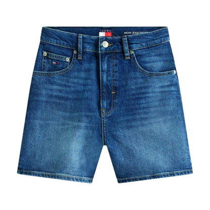 Dark Denim - Front - Tommy Jeans Mens Denim Logo Jean Shorts
