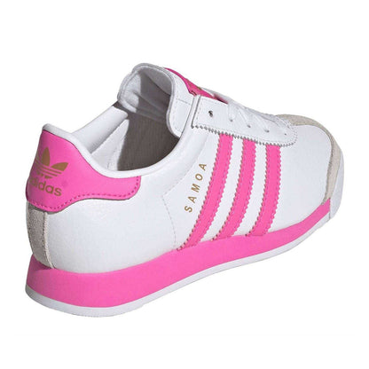 White - Back - Adidas Childrens-Kids Samoa Stripes Leather Trainers