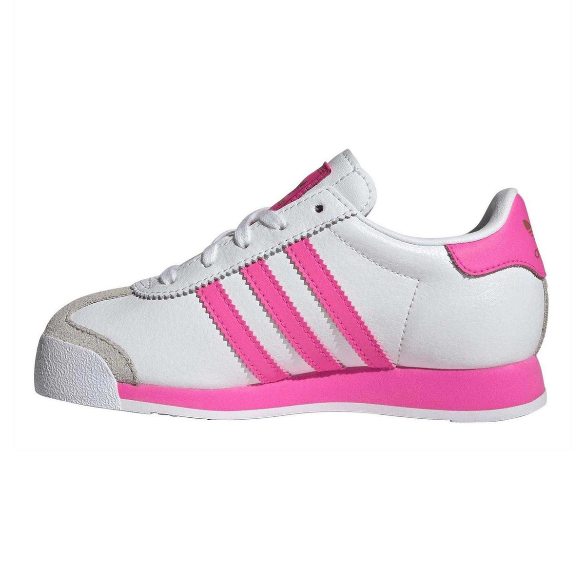 White - Side - Adidas Childrens-Kids Samoa Stripes Leather Trainers