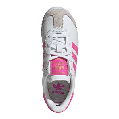 White - Pack Shot - Adidas Childrens-Kids Samoa Stripes Leather Trainers