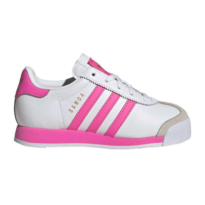 White - Front - Adidas Childrens-Kids Samoa Stripes Leather Trainers