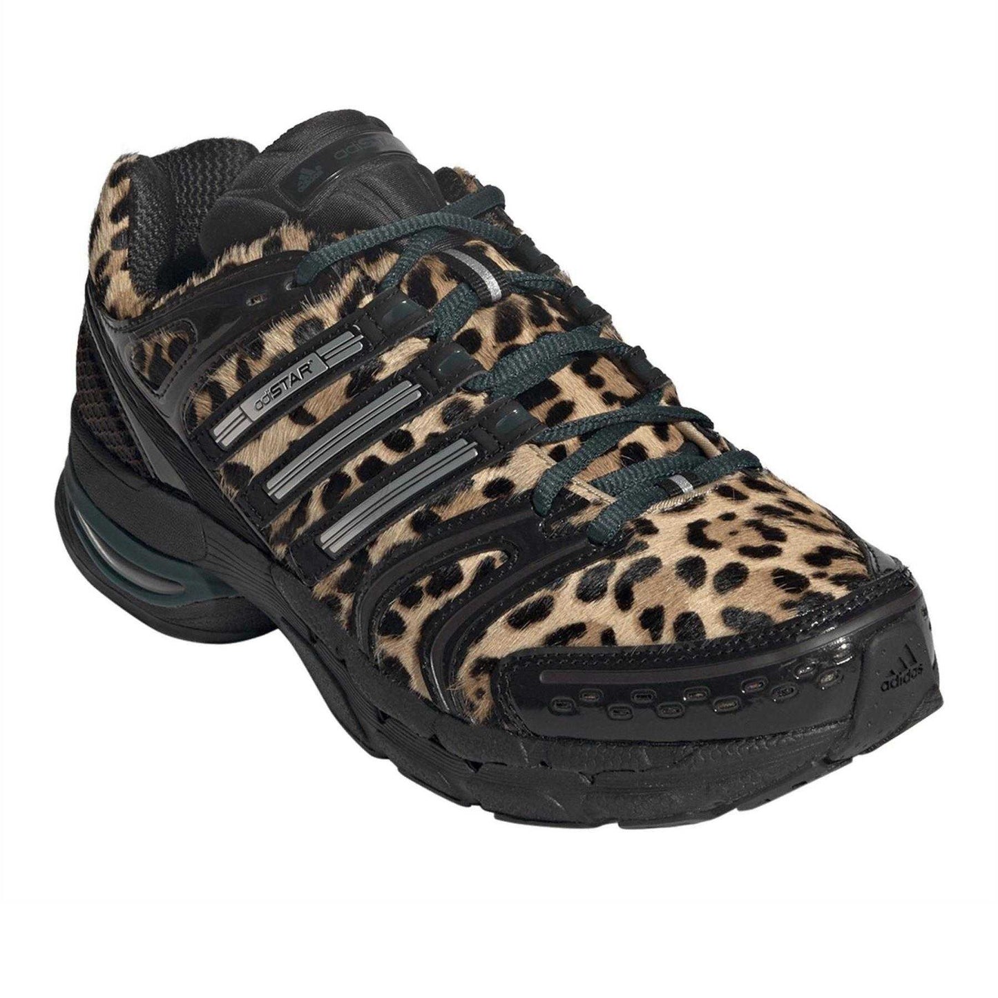 Ivy-Black - Close up - Adidas Womens-Ladies Adistar Control 5 Leopard Print Shoes