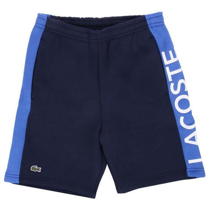 Blue - Front - Lacoste Boys Cotton Contrast Striped Casual Shorts