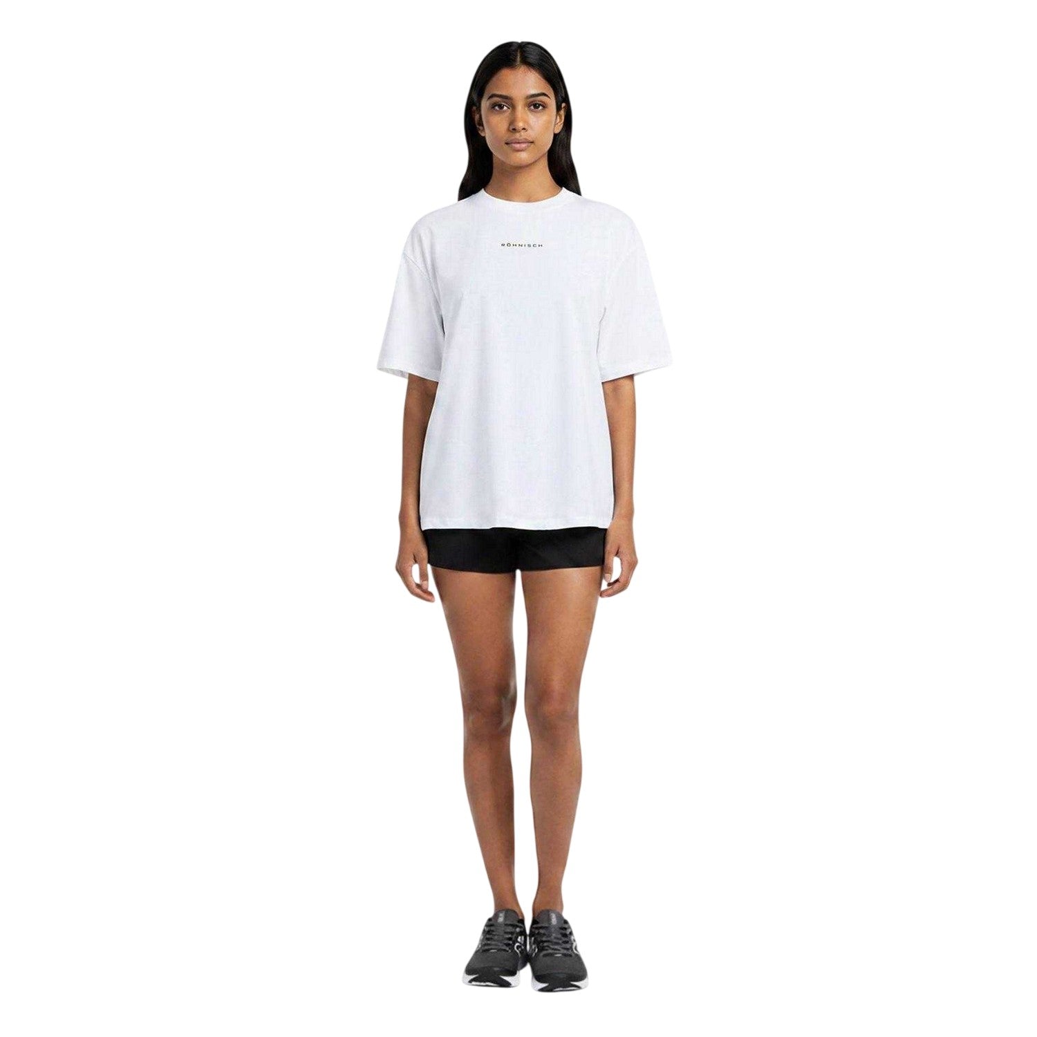 White - Pack Shot - Rohnisch Womens-Ladies Performance Relaxed Fit Gym T-Shirt