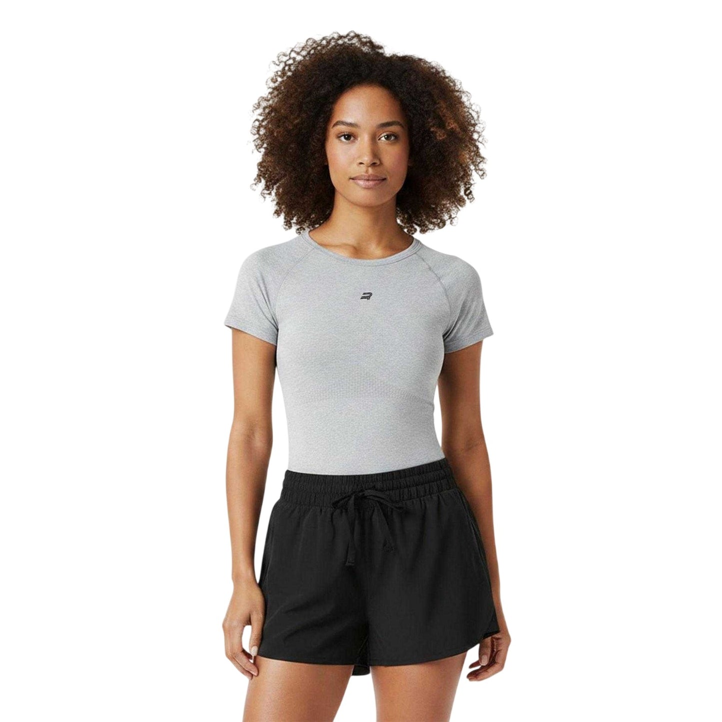 Grey Melange - Side - Rohnisch Womens-Ladies Logo Performance Gym Top