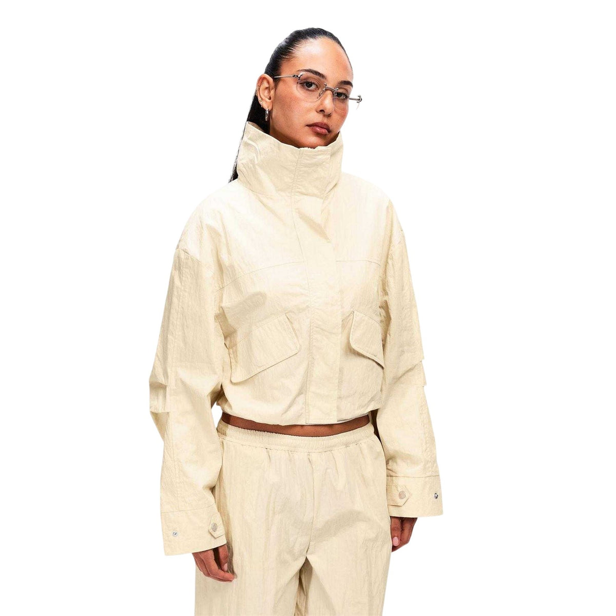 Ecru - Lifestyle - Couture Club Womens-Ladies Funnel Neck Soft Shell Jacket