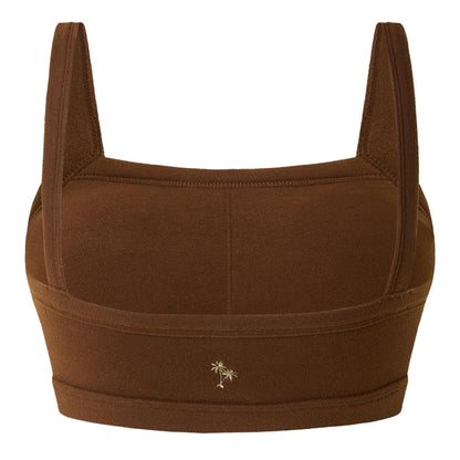 Chocolate Brown - Back - Grace Jacob Womens-Ladies Espresso Bralt Plain Crop Top